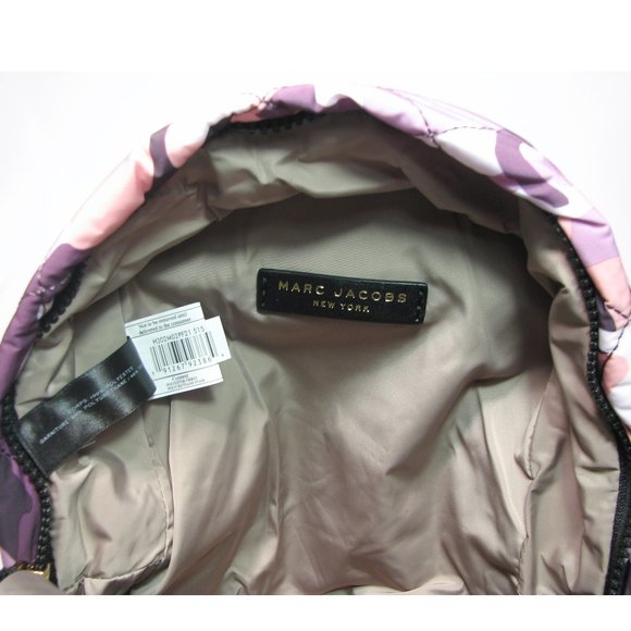 Marc Jacobs Quilted Camo Print Backpack Purple Violet Gray Mini Fabric Authentic - Picture 10 of 11
